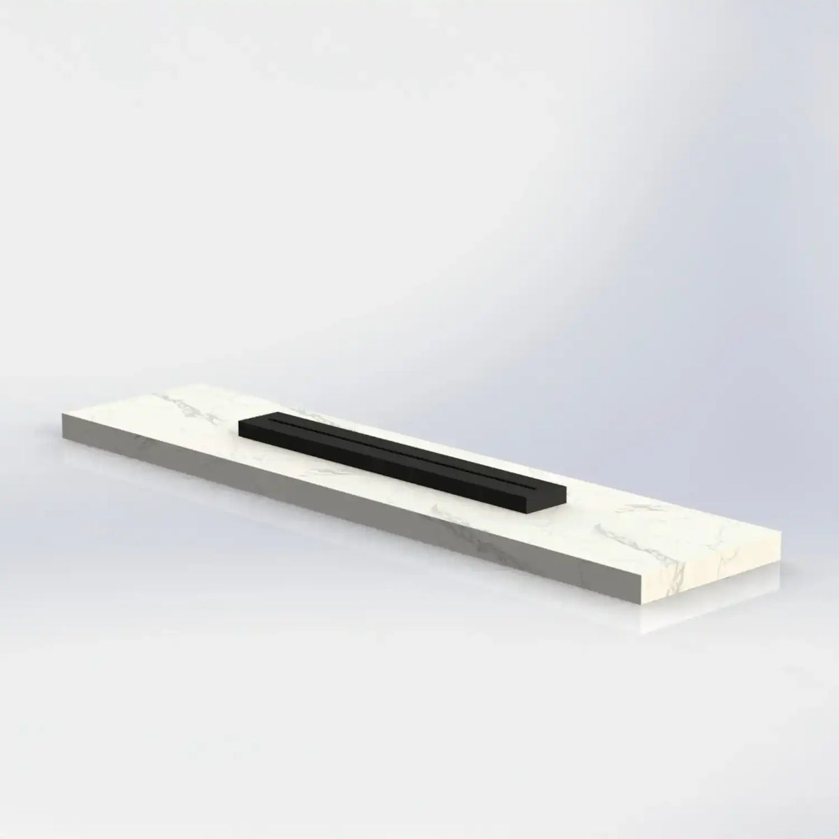 Moderne Design Feuerstelle Nuru für exklusive Terrassen und Gärten mit langer Feuerlinie, hochwertiger Keramikoberfläche und individuell konfigurierbarer Metallunterkonstruktion.