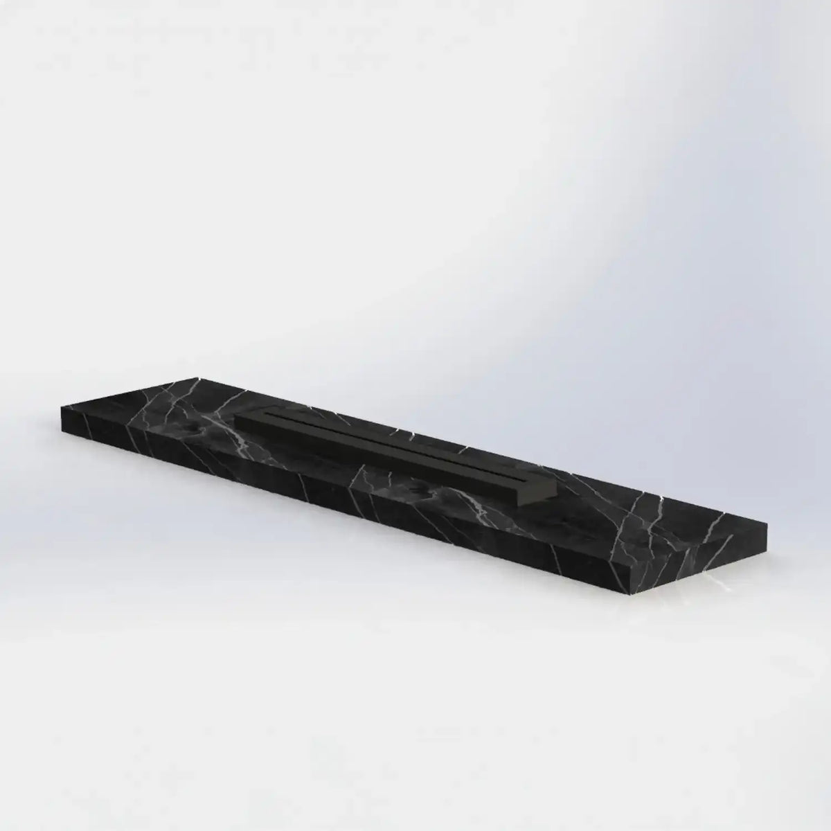 Moderne Design Feuerstelle Nuru für exklusive Terrassen und Gärten mit langer Feuerlinie, hochwertiger Keramikoberfläche und individuell konfigurierbarer Metallunterkonstruktion.
