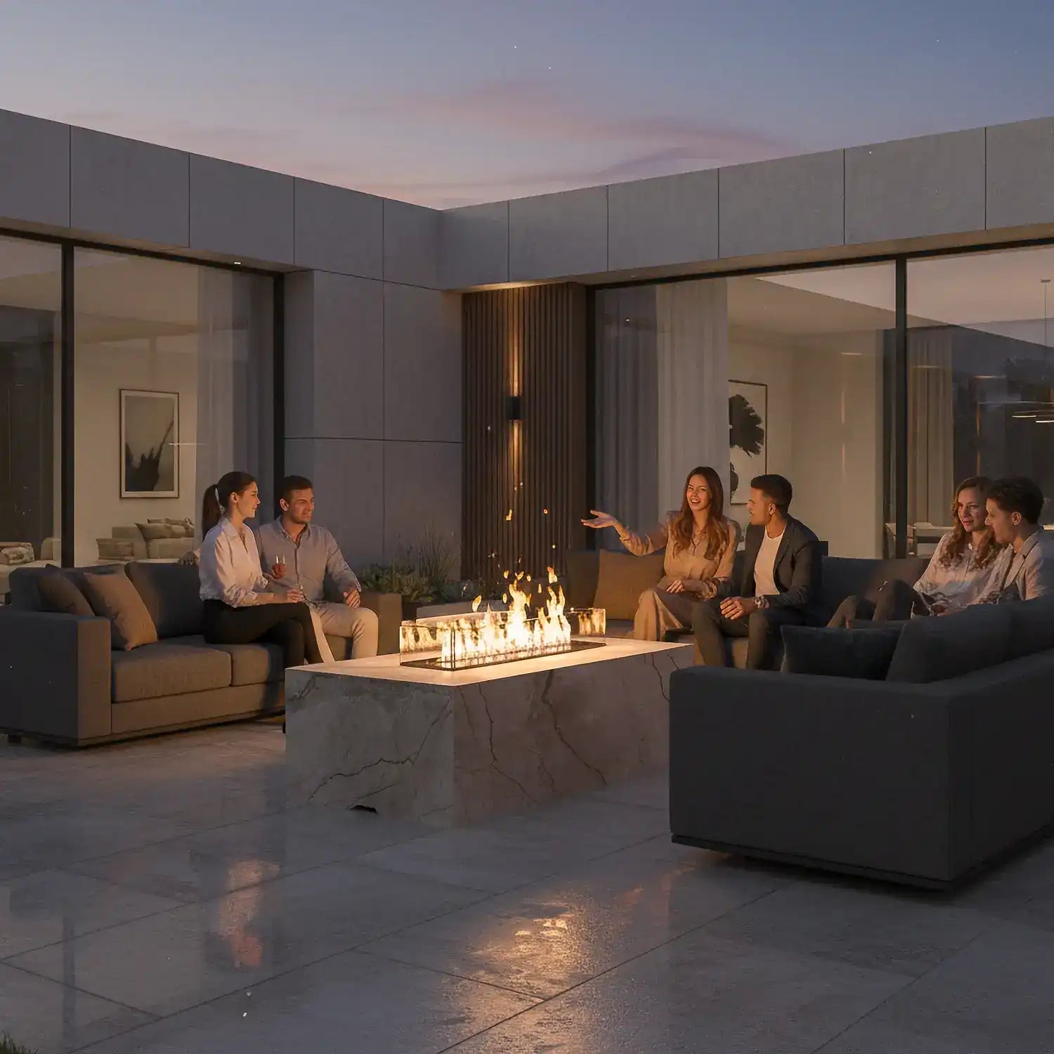 Exklusive Feuerstelle für moderne Terrassen und Gärten. Die Cubo überzeugt durch klare Linien, hochwertige Materialien und individuelle Gestaltungsmöglichkeiten.