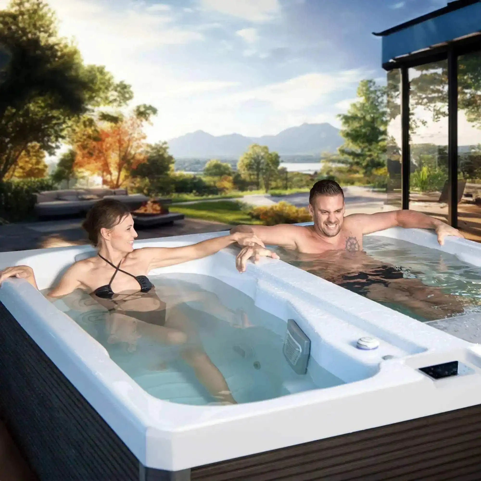 Das Wellis Iceland Duo Kältebecken ist ein Kälte- und Wärmebecken zur Regeneration. Es lindert Schmerzen, stärkt das Immunsystem und steigert die Energie. Bei Azura Spa & Living auf Mallorca.