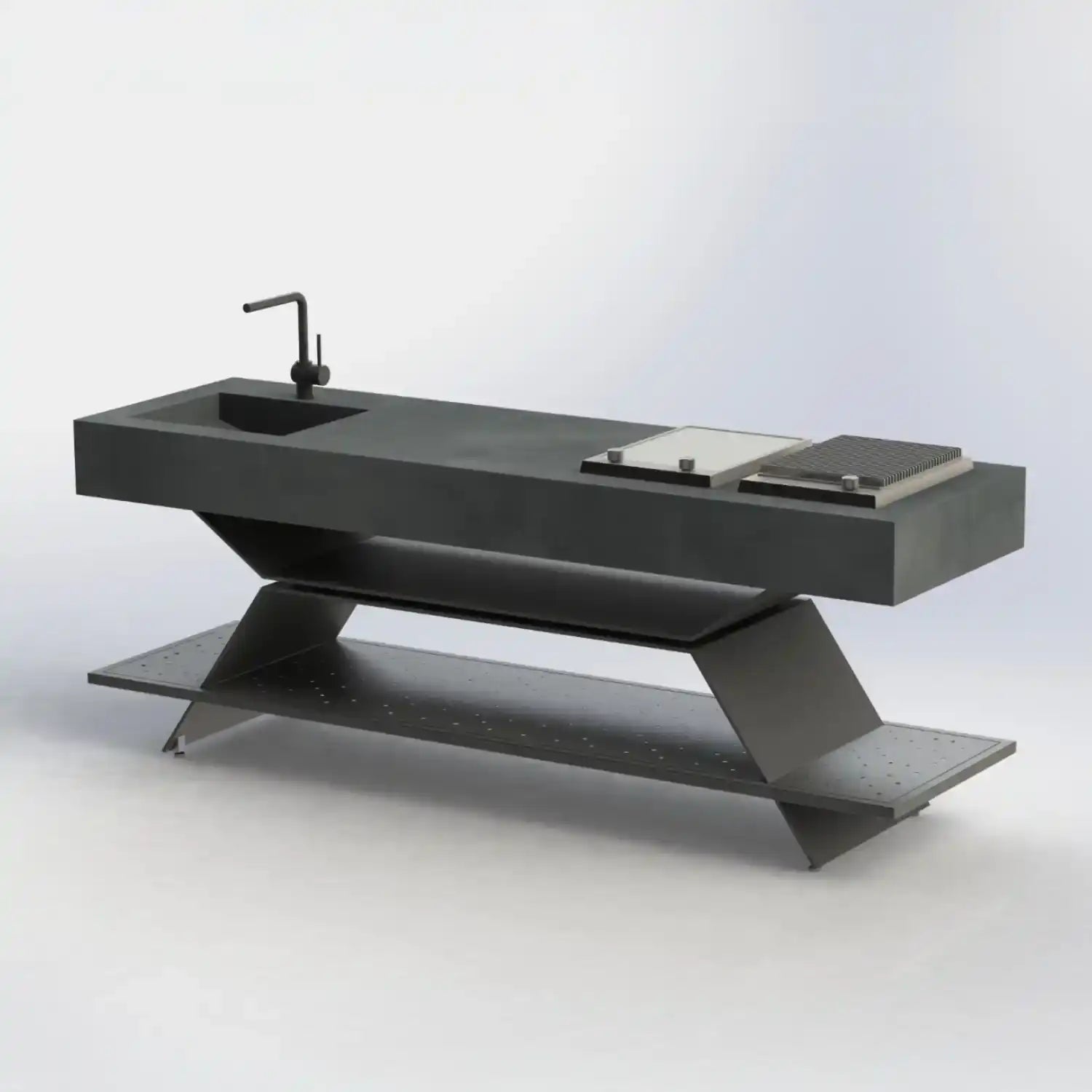 Outdoor Küche Arden von NULLO mit keramischer Arbeitsplatte und Aluminiumstruktur