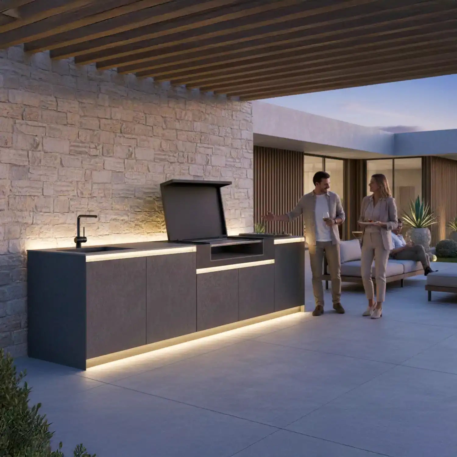 Modulare Outdoor Küche Ultimo aus Keramik für stilvolles Outdoor Living
