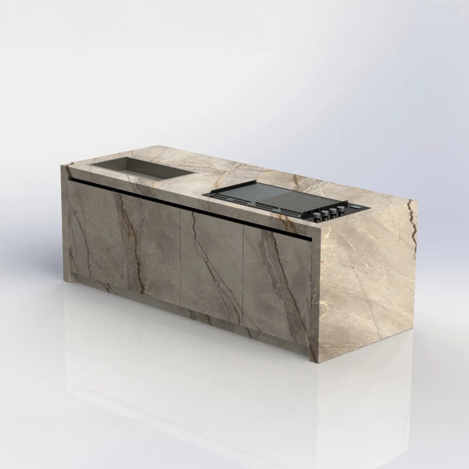 Outdoor Küche Riva auf Terrasse mit Pool und Meerblick