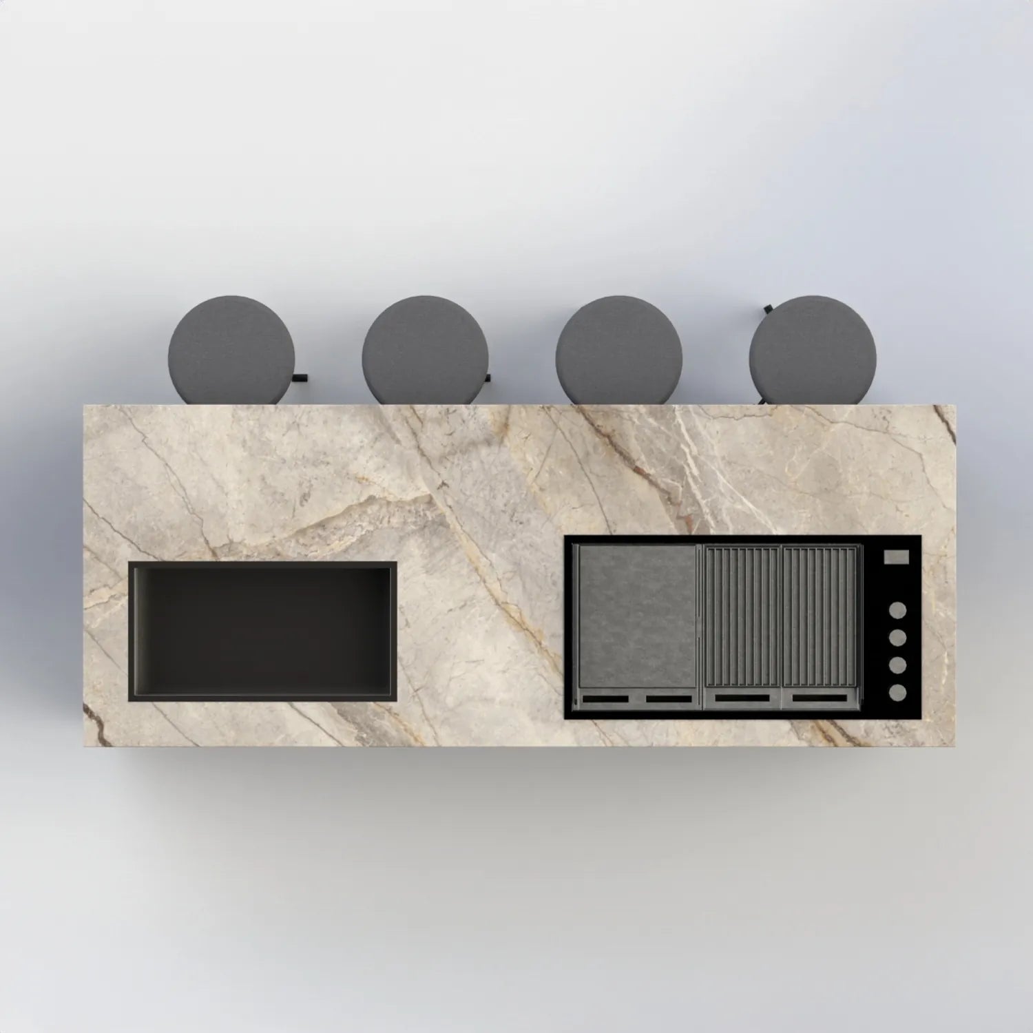 Outdoor Küche Riva auf Terrasse mit Pool und Meerblick