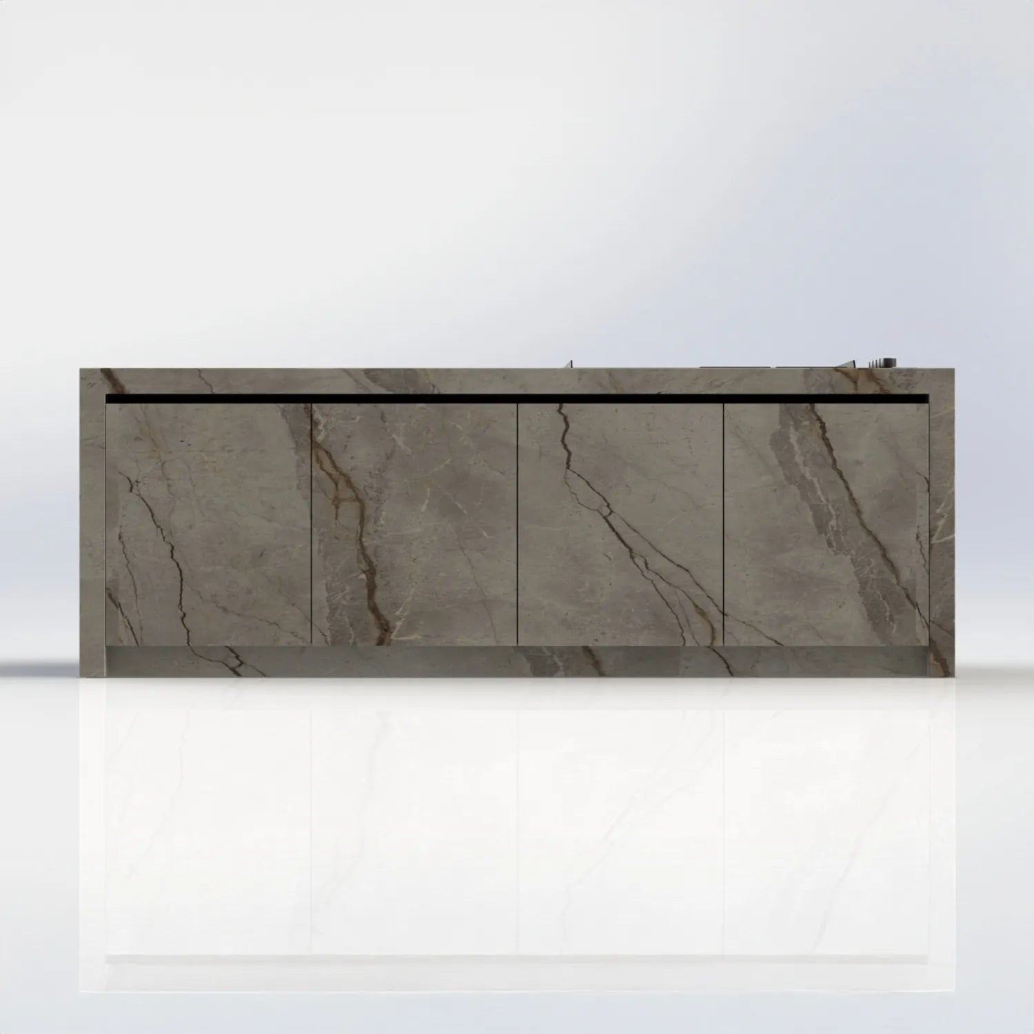 Outdoor Küche Riva auf Terrasse mit Pool und Meerblick