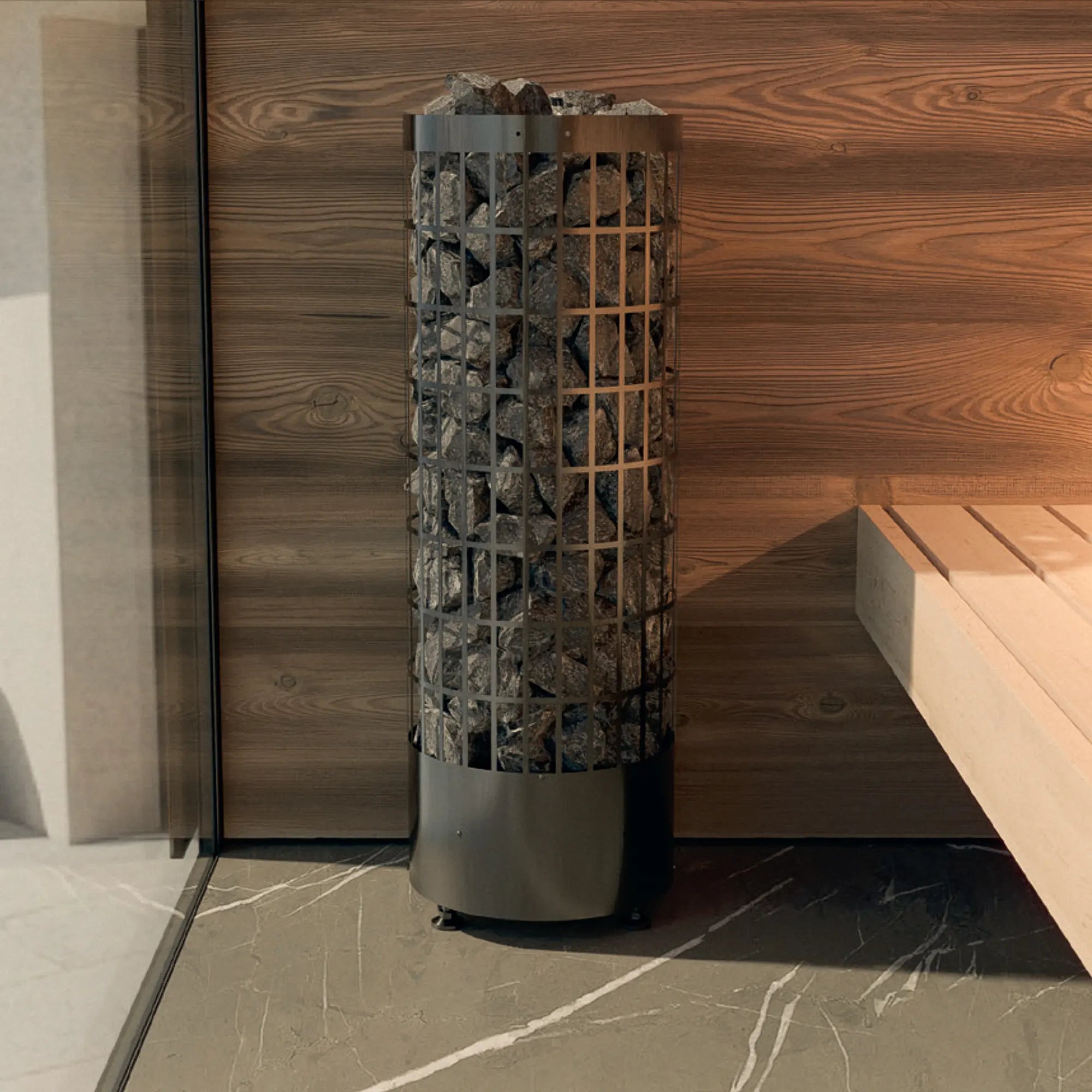 Sauna im Garten mit moderner Ofentechnik und digitaler Steuerung