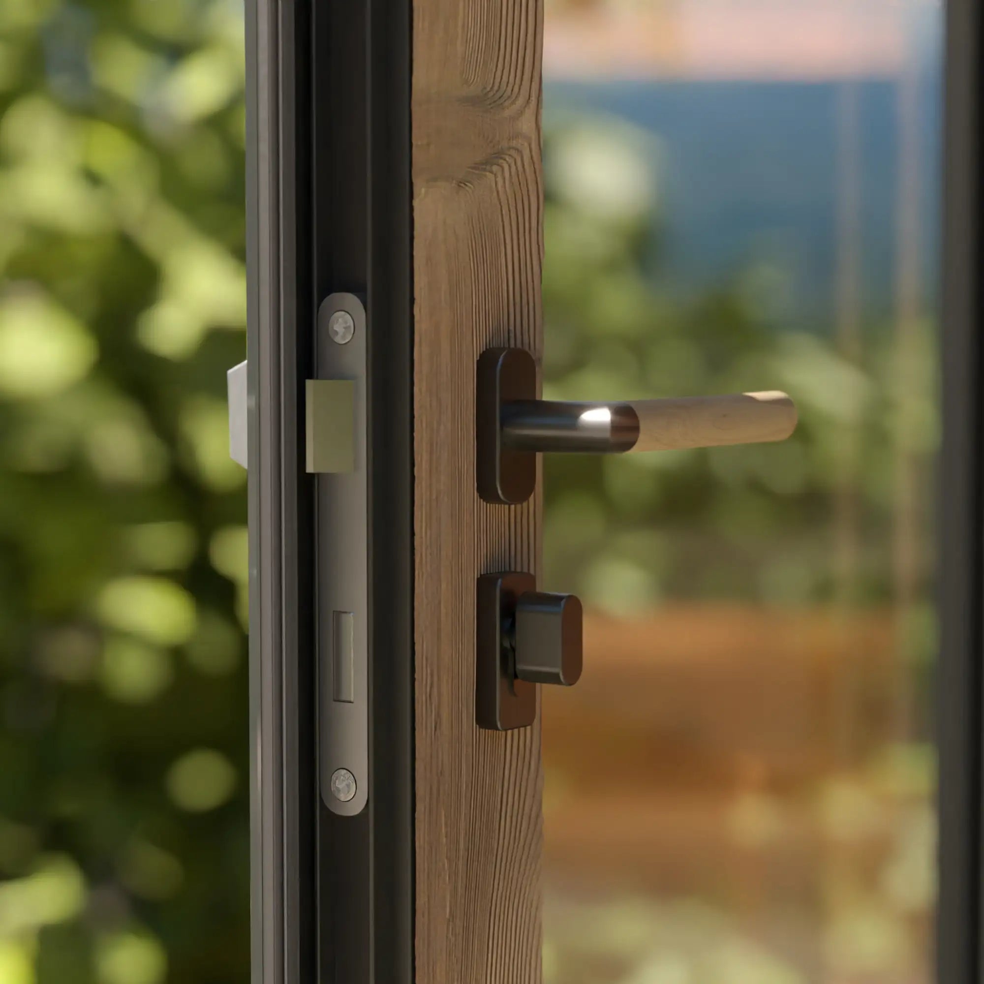 Design-Spiegelsauna mit verspiegeltem Panoramaglas, Sichtschutz, LED-Beleuchtung und Naturholz-Ausstattung – perfekt für den Garten oder die Terrasse auf Mallorca. AZURA SPA & LIVING.