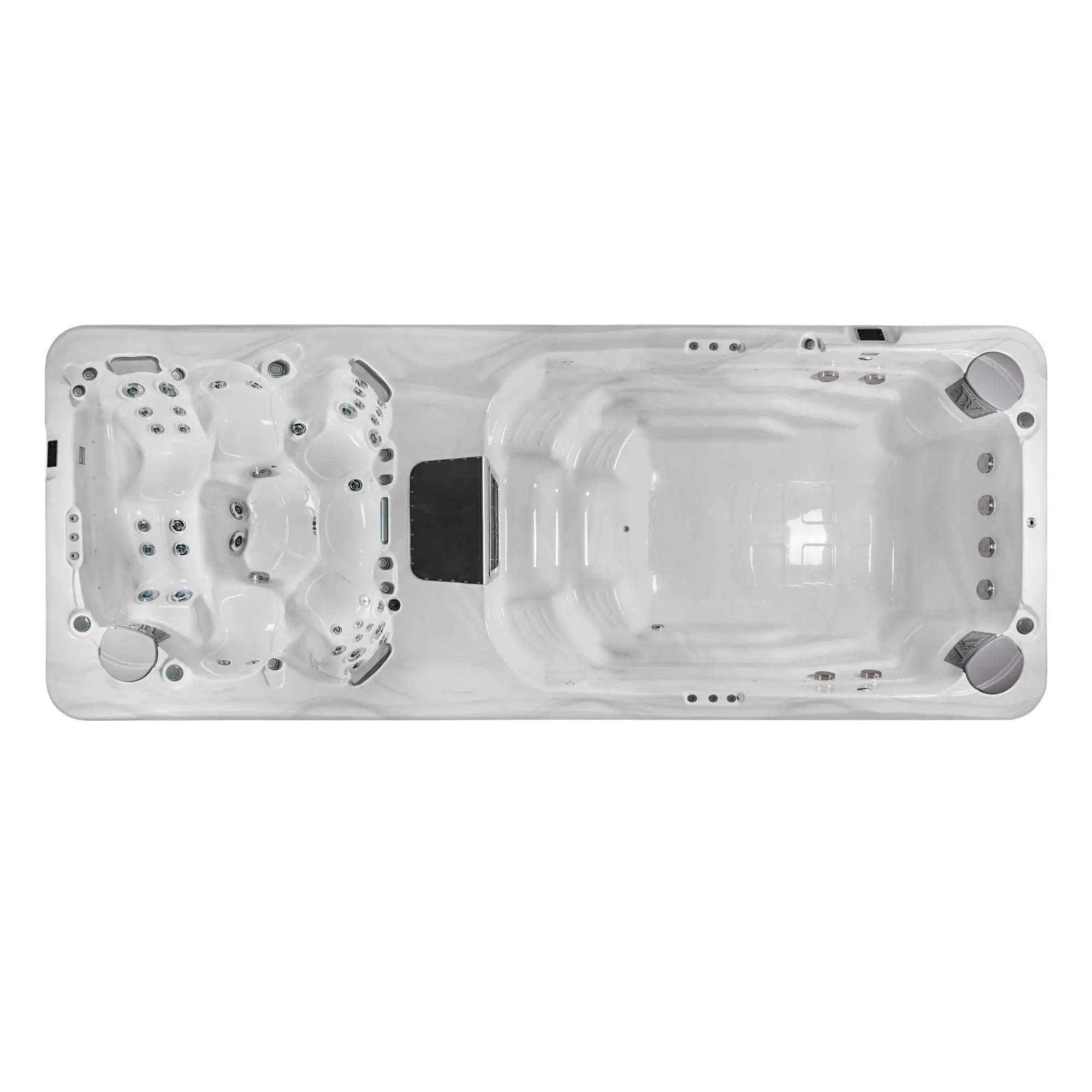 Der Wellis Swim Spa Rio Grande vereint Whirlpool-Komfort mit Schwimmtraining. Er verfügt über 40 Düsen, ein LED-Therapie, ein W-Flow-System & Edelstahlrahmen.