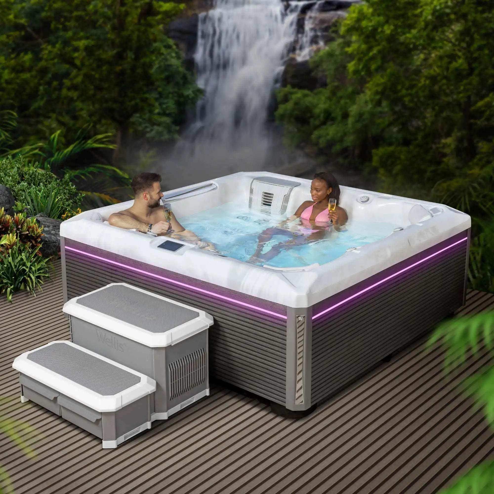 Erleben Sie den Wellis Whirlpool Atlas Life mit 43 Düsen, Infinity Jets & energiesparender Isolierung