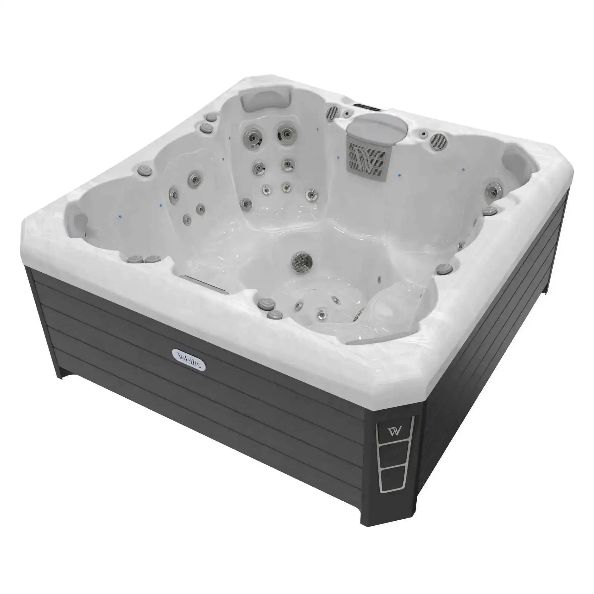 Der Whirlpool Lima Life von Wellis verfügt über sieben Sitze, 44 Düsen, eine 3 kW starke Heizung, ein MyMusic™ 2.0 Soundsystem und WLAN. Er ist ideal für Gruppen und energieeffizient.