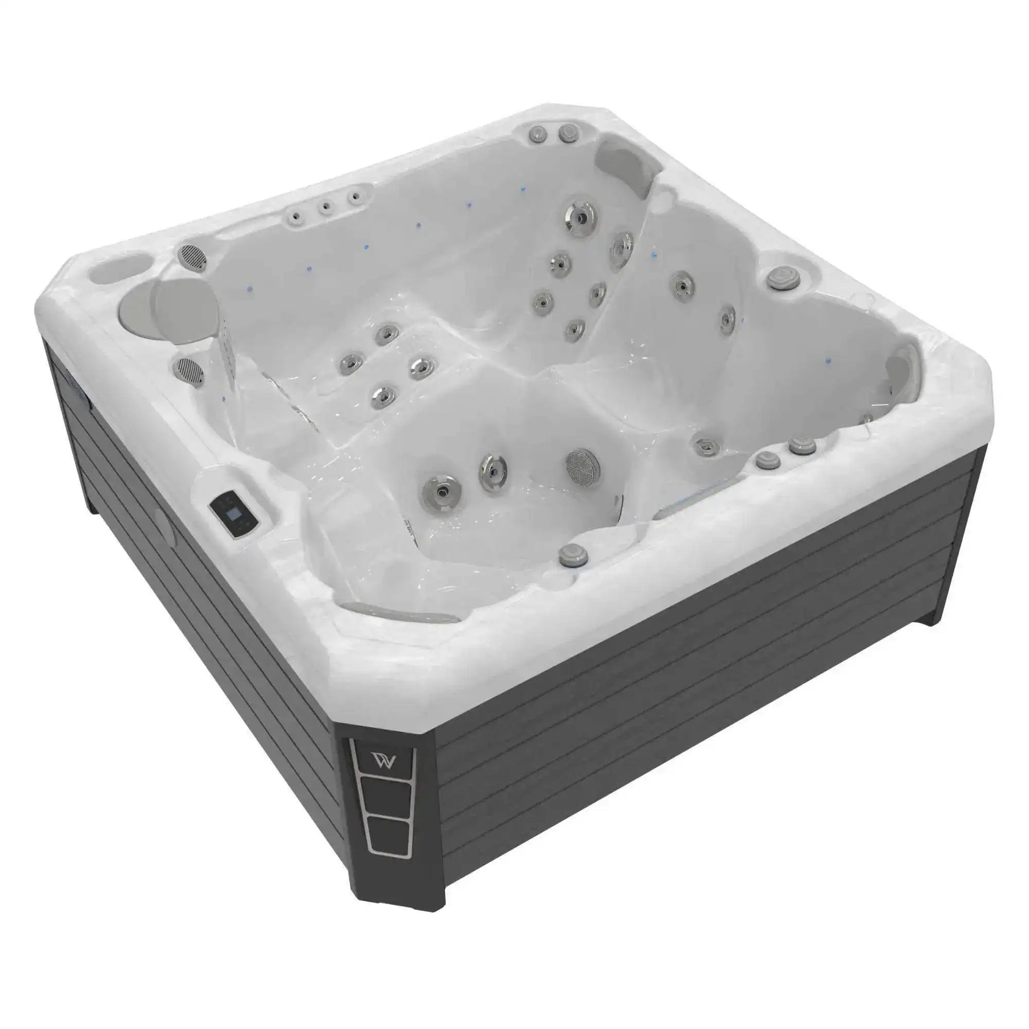 Whirlpool „Malaga Life” von Wellis mit sechs Plätzen, 40 Massagedüsen, LED-Beleuchtung, MyMusic 2.0 Soundsystem und Smart-WiFi-Steuerung – jetzt bei AZURA!