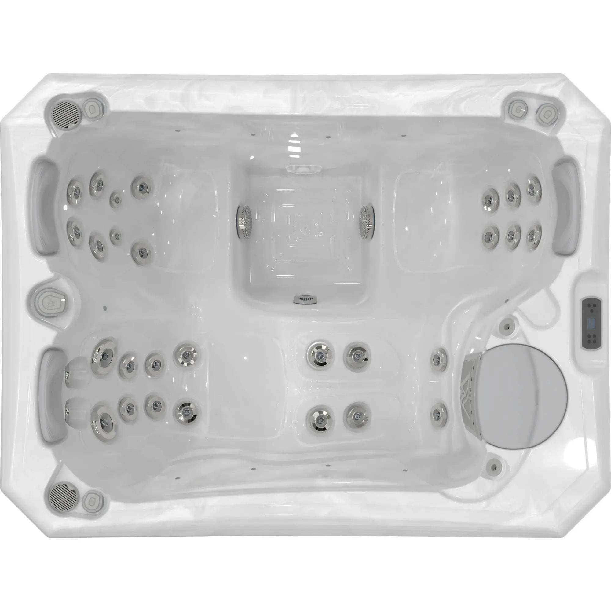 Der Wellis Manhattan Life Whirlpool verfügt über 3 Sitze, 30 Düsen, MyMusic™ 2.0, Wi-Fi Steuerung, Soundsystem und LED-Lichttherapie - jetzt bei Azura Spa & Living.