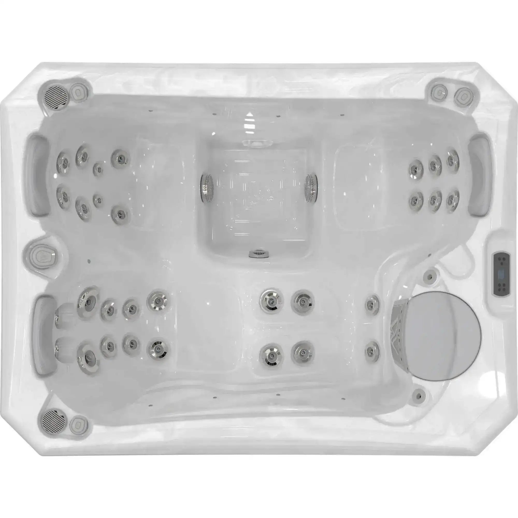 Der Wellis Manhattan Life Whirlpool verfügt über 3 Sitze, 30 Düsen, MyMusic™ 2.0, Wi-Fi Steuerung, Soundsystem und LED-Lichttherapie - jetzt bei Azura Spa & Living.
