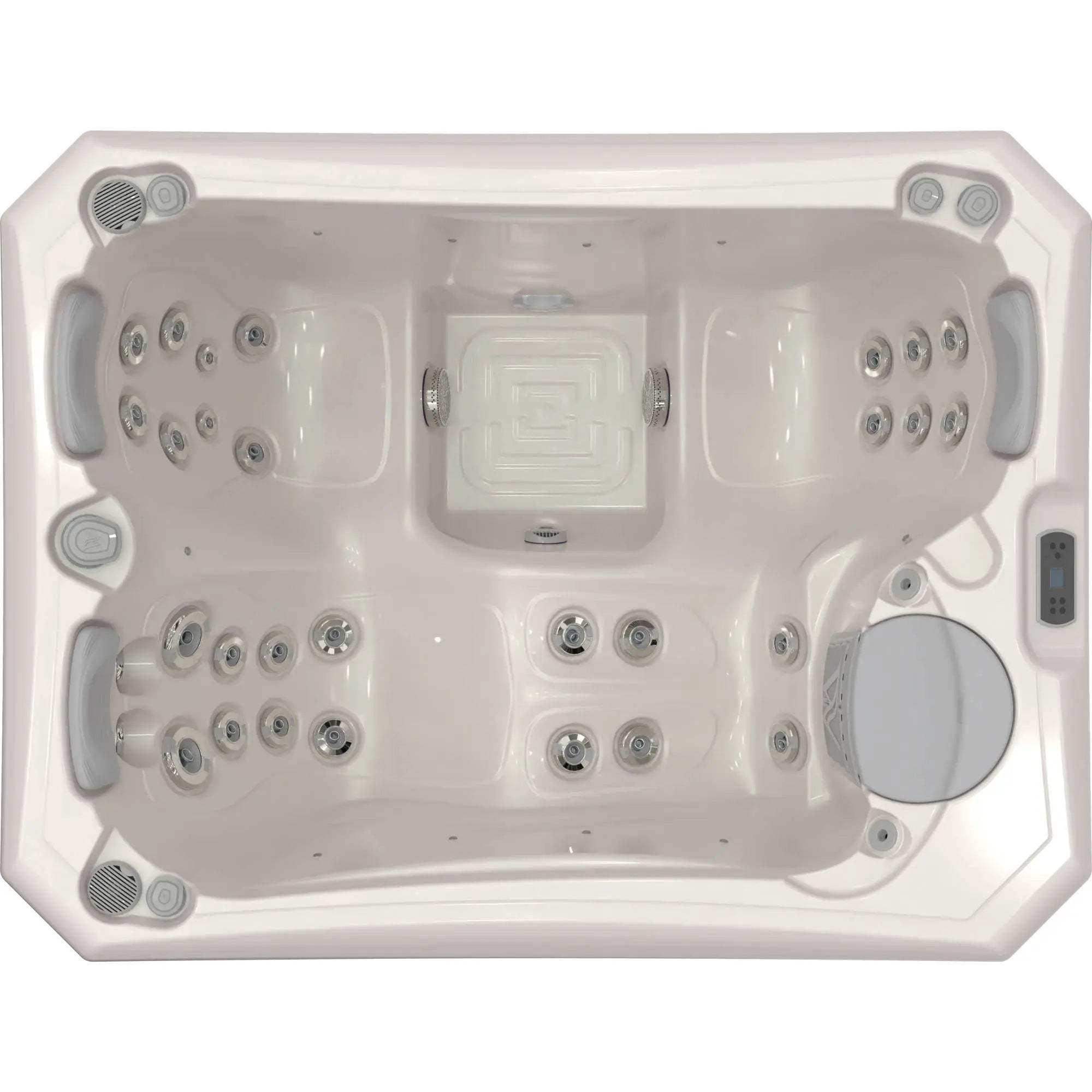 Der Wellis Manhattan Life Whirlpool verfügt über 3 Sitze, 30 Düsen, MyMusic™ 2.0, Wi-Fi Steuerung, Soundsystem und LED-Lichttherapie - jetzt bei Azura Spa & Living.