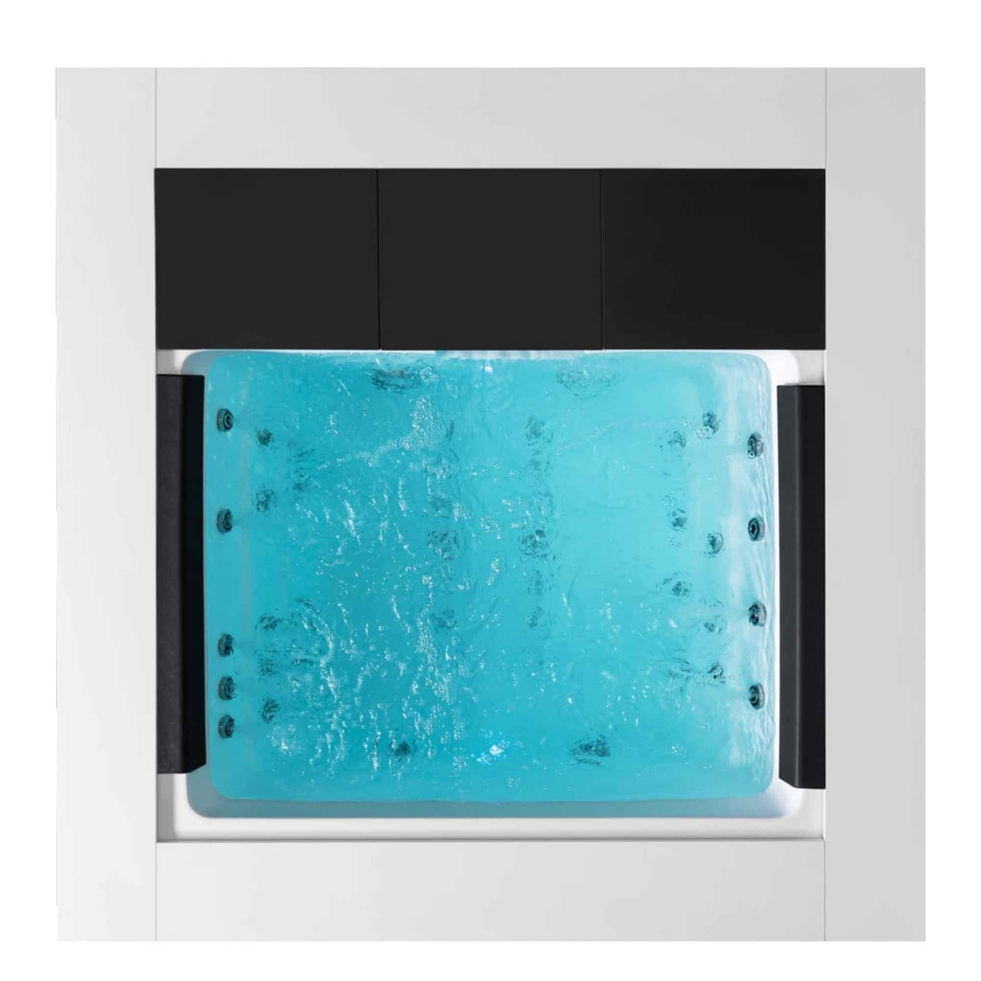 Whirlpool „The Solid“ von Paolo Ferralli mit Champagnerkühler, exklusives Design für den Außenbereich, erhältlich bei AZURA SPA & LIVING.
