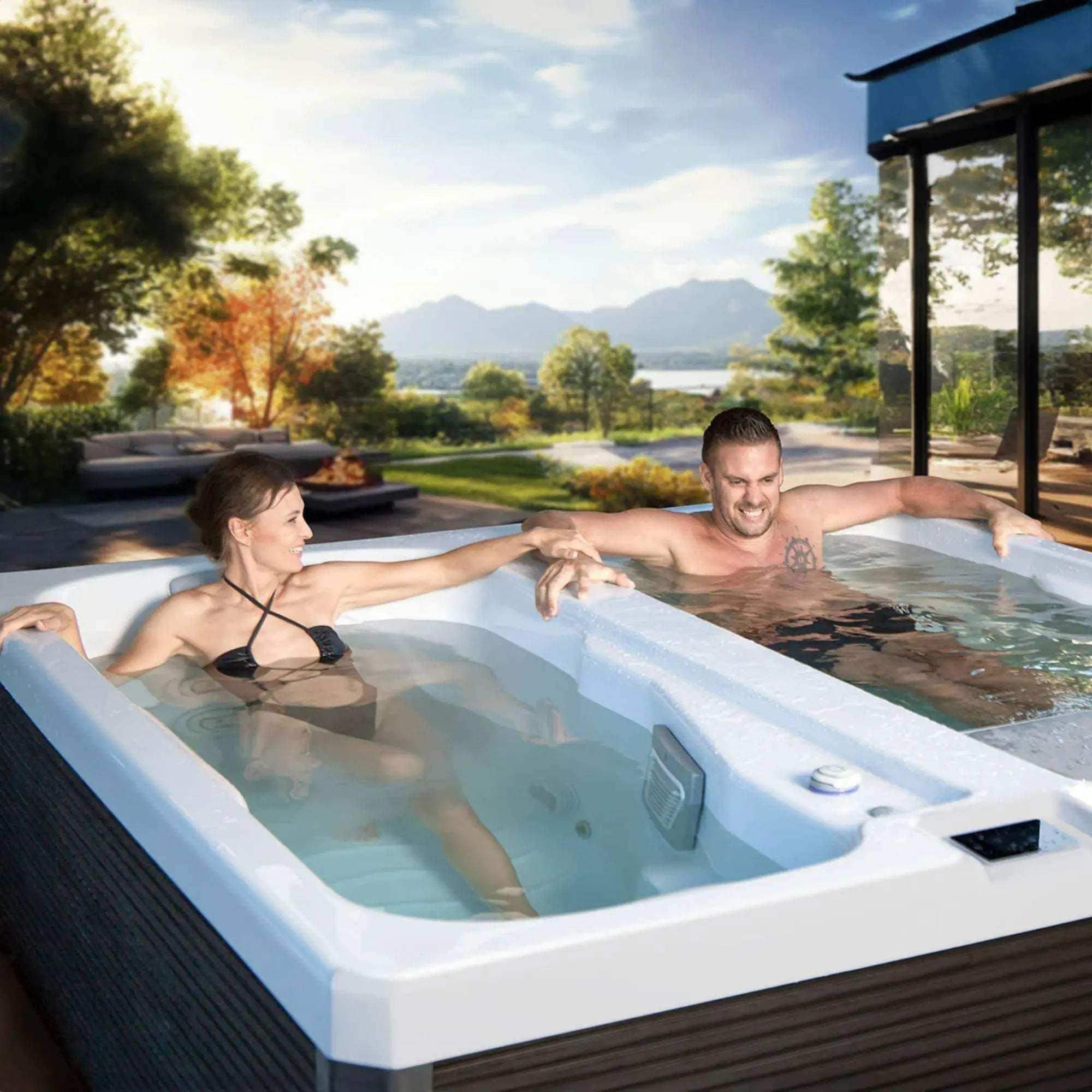 Das Wellis Iceland Duo Kältebecken ist ein Kälte- und Wärmebecken zur Regeneration. Es lindert Schmerzen, stärkt das Immunsystem und steigert die Energie. Bei Azura Spa & Living auf Mallorca.