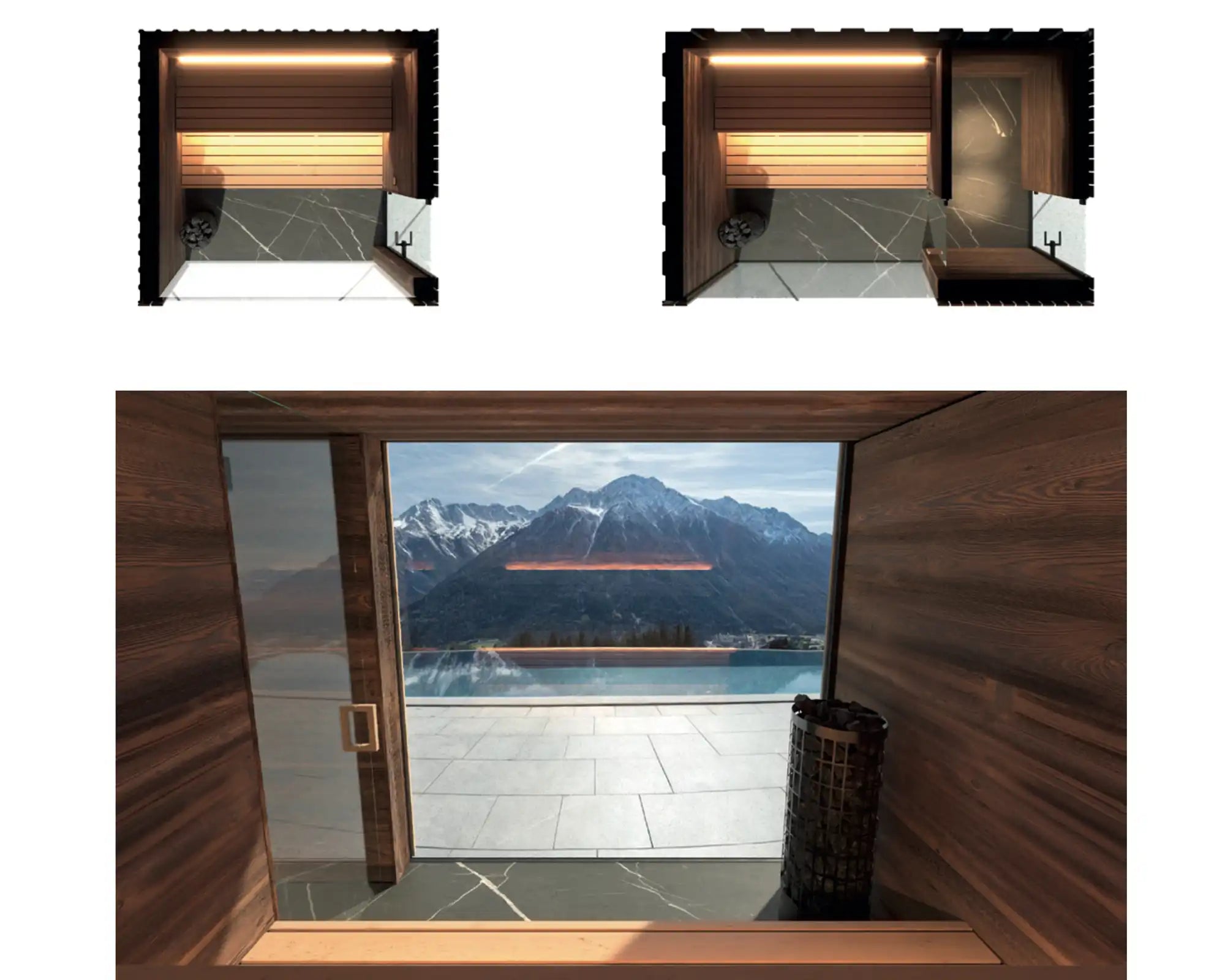 Lineares Banklayout Sauna 