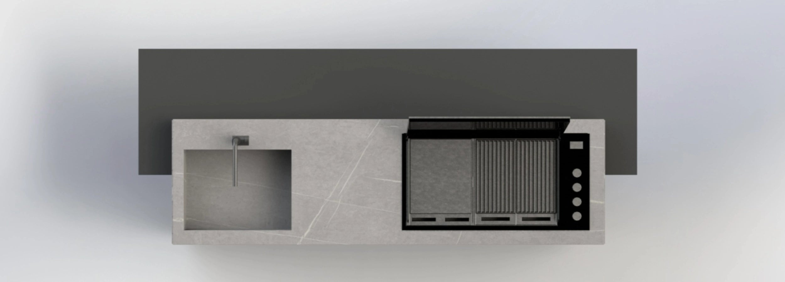 Outdoor Küche Sense mit klarer Keramikoberfläche und minimalistischem Design