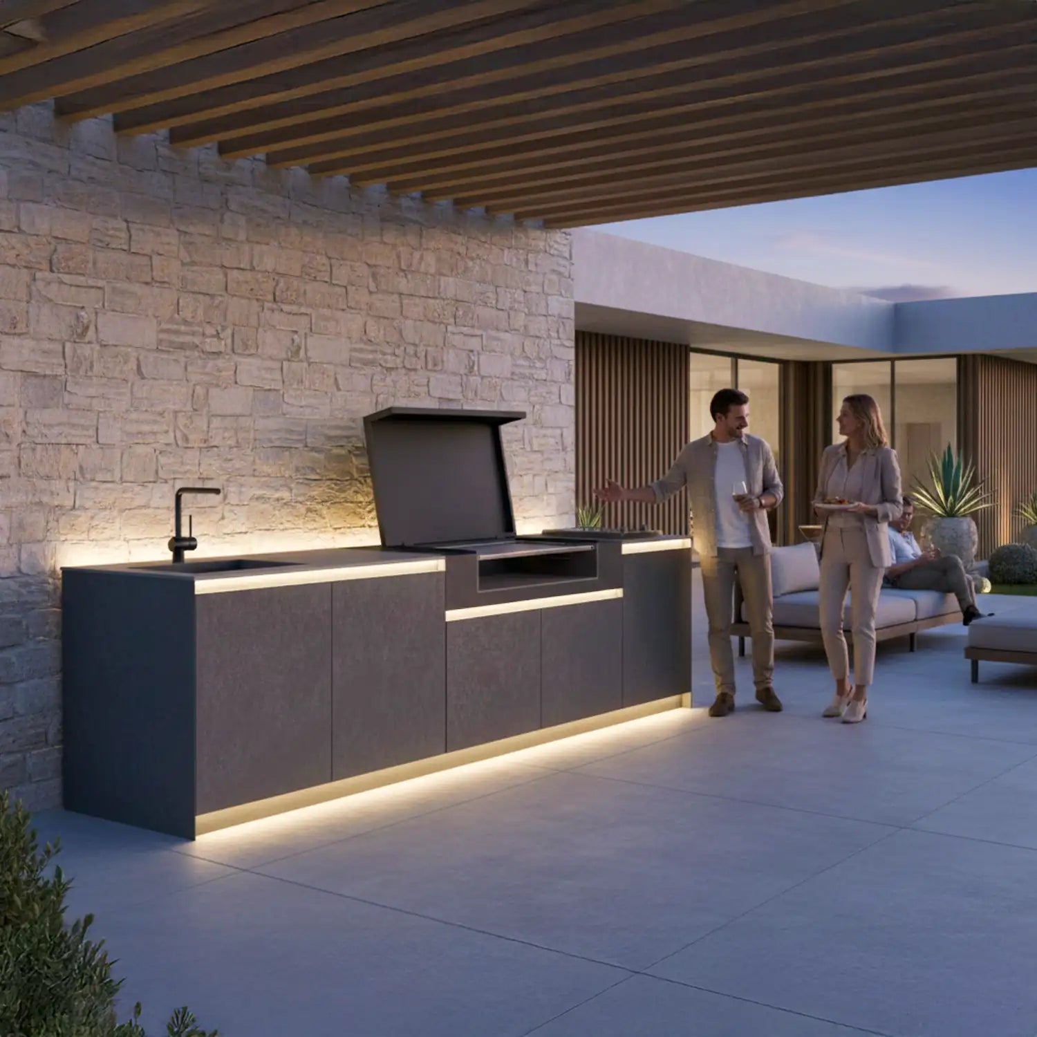 Modulare Outdoor Küche Ultimo aus Keramik für stilvolles Outdoor Living