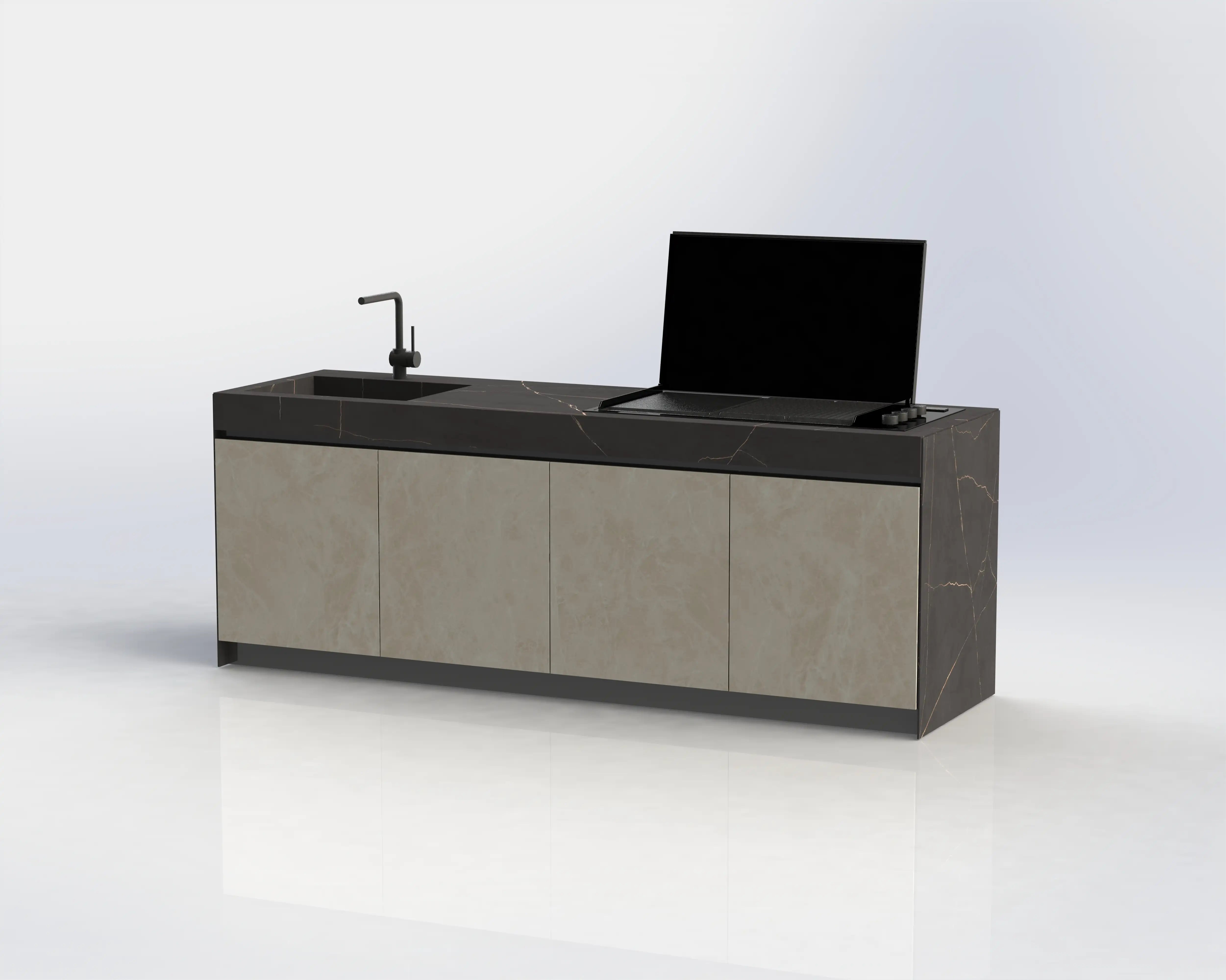 Outdoor Küche Sense mit klarer Keramikoberfläche und minimalistischem Design