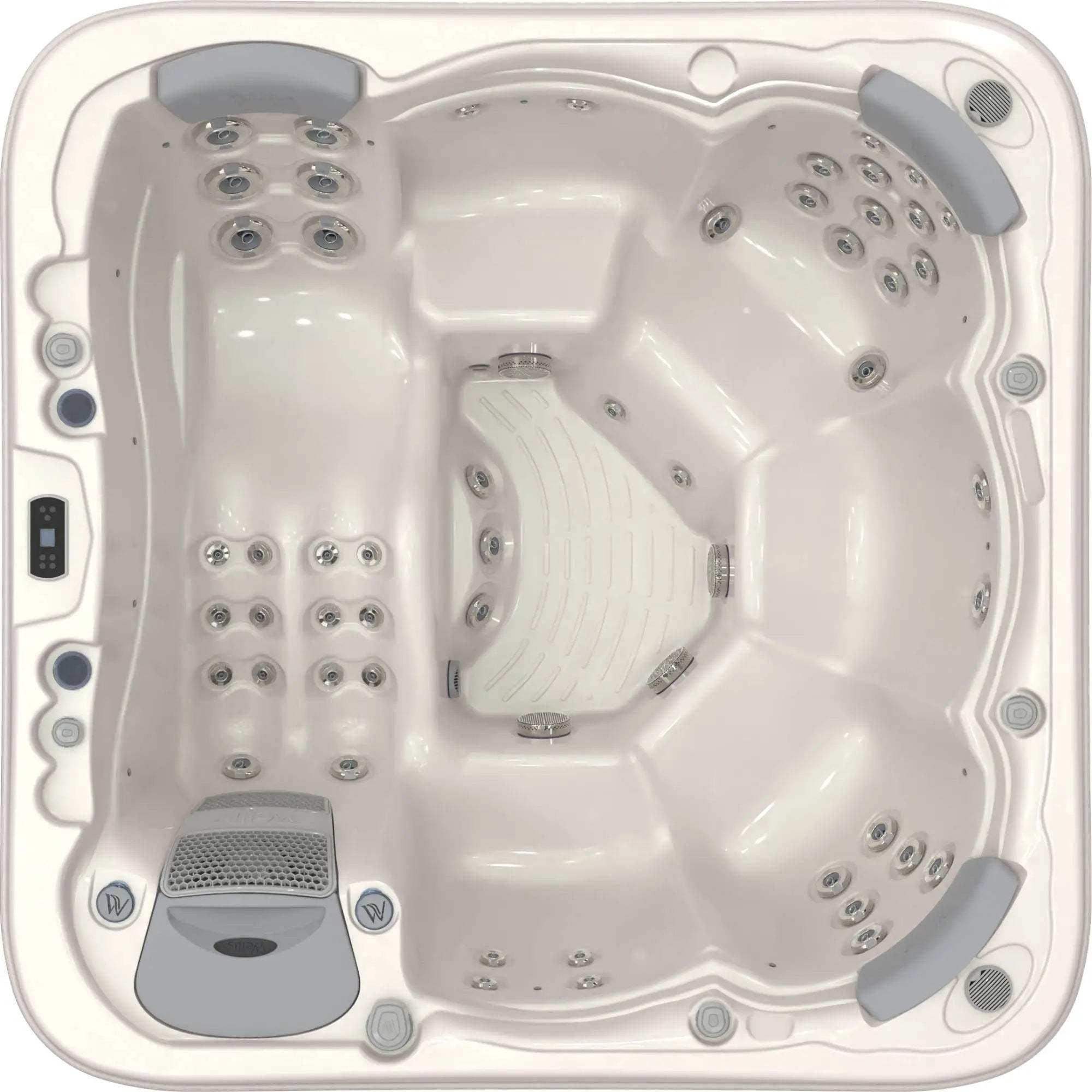 Whirlpool „Lugano Life” von Wellis mit 6 Plätzen, 52 Massagedüsen, LED-Beleuchtung, Soundsystem, 3 kW Heizung und Smart-WiFi-Steuerung. 