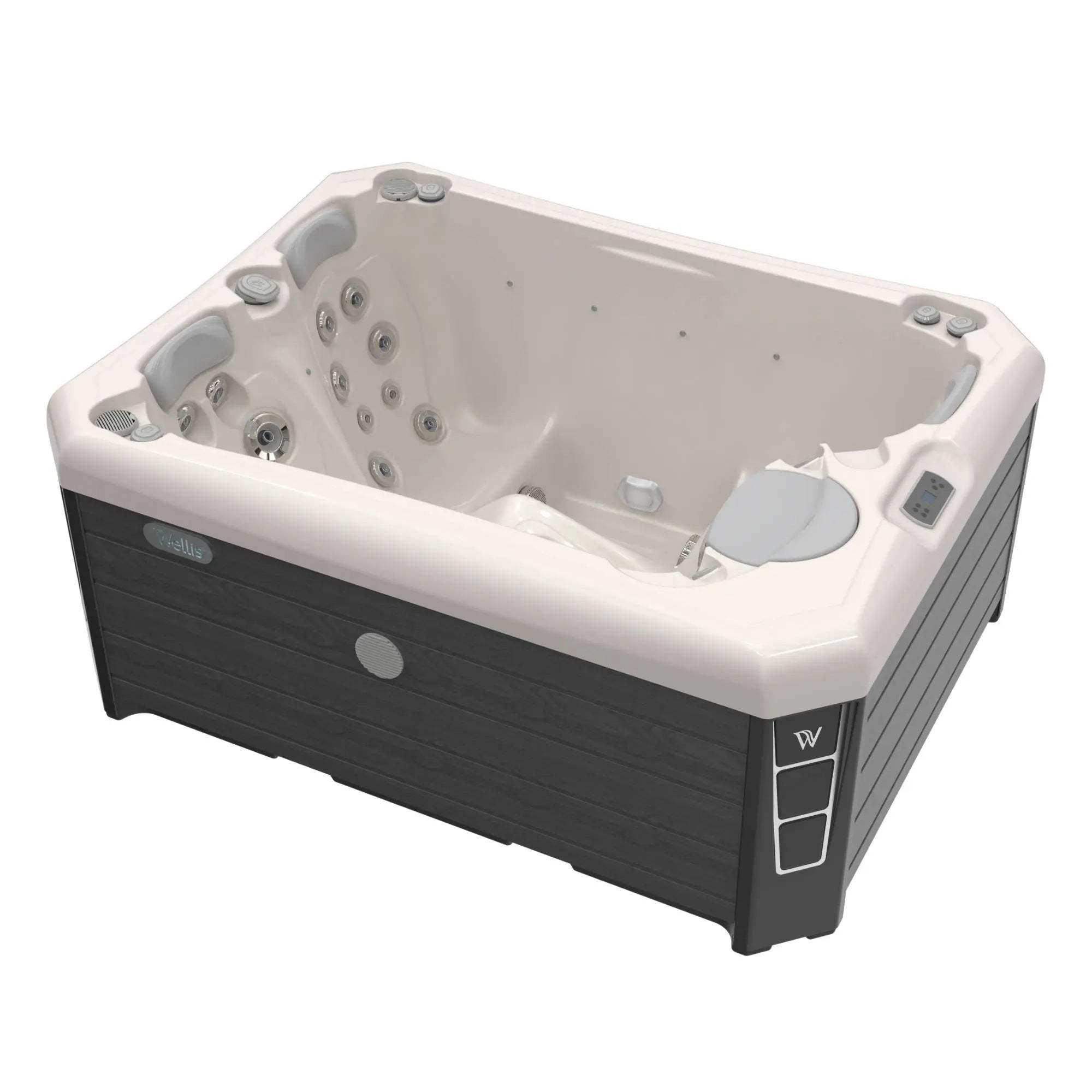 Der Wellis Manhattan Life Whirlpool verfügt über 3 Sitze, 30 Düsen, MyMusic™ 2.0, Wi-Fi Steuerung, Soundsystem und LED-Lichttherapie - jetzt bei Azura Spa & Living.